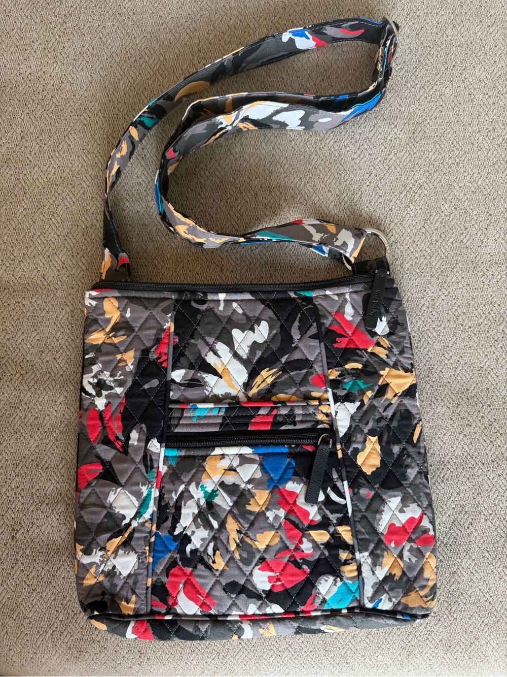 Vera Bradley Watercolor Brushstrokes Quilted Cotton Hipster Crossbody Bag